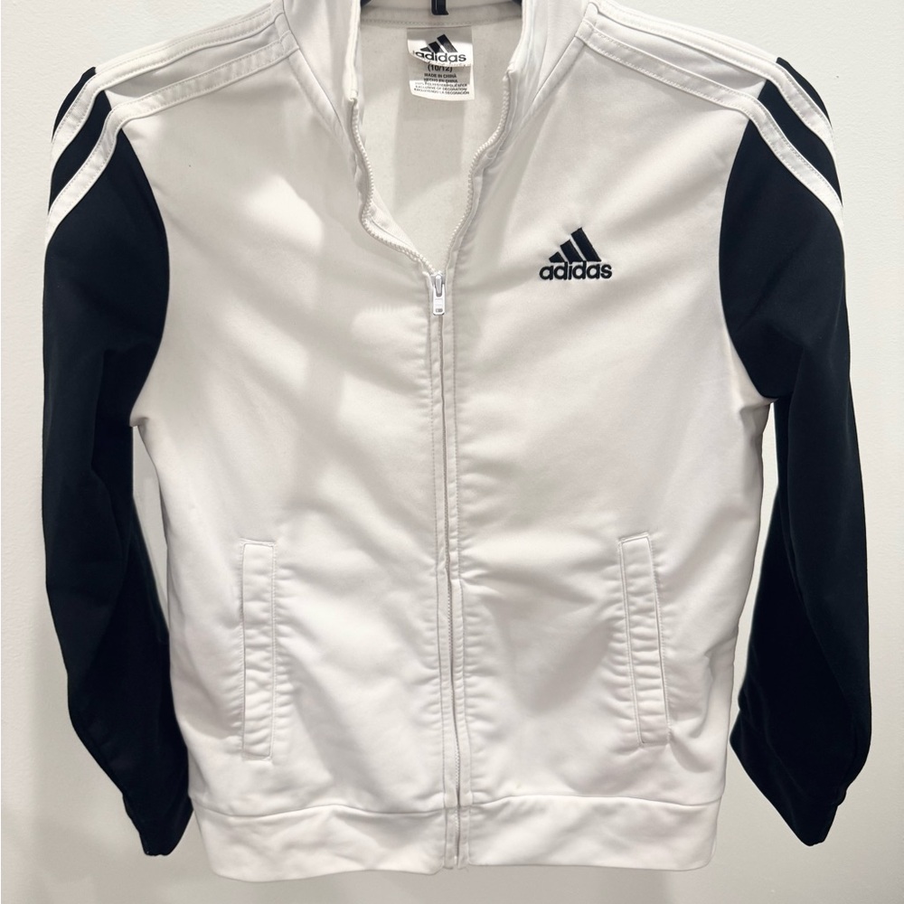 Adidas Black and White Zip-Up Jacket
